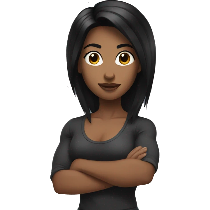 women show biceps black hair emoji