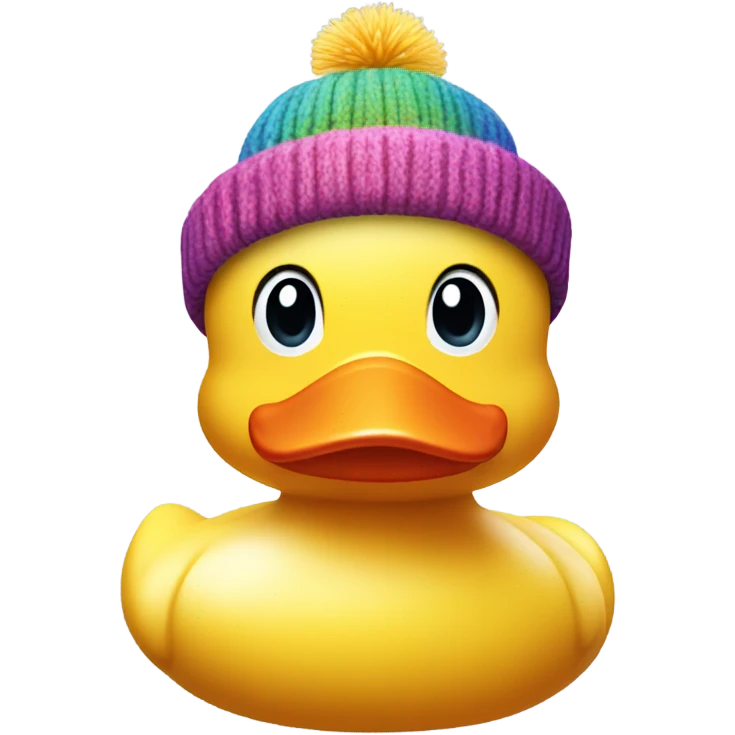Rubber duck with a woolly hat emoji