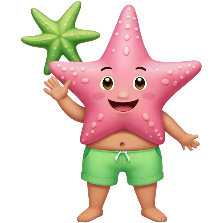 Patrick Star pink starfish wearing green shorts happy expression emoji