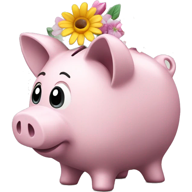 piggy bank with flowers emoji