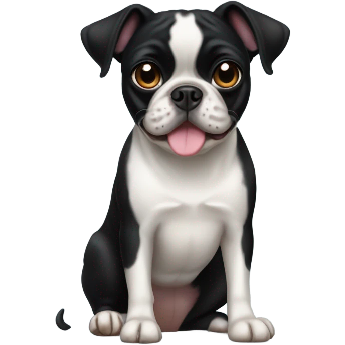 All black Boston terrier and pug mixed breed emoji
