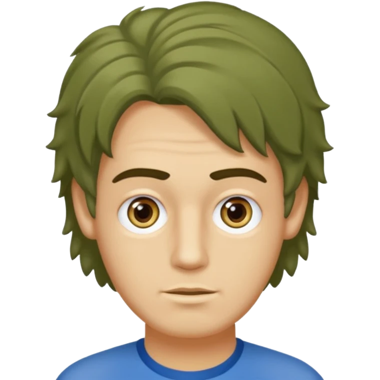 un professeur  homme métisse au cheveux mi long bouclés avec des yeux bleus d'arts plastiques  emoji