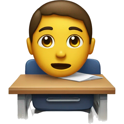 student lies on a school desk emoji