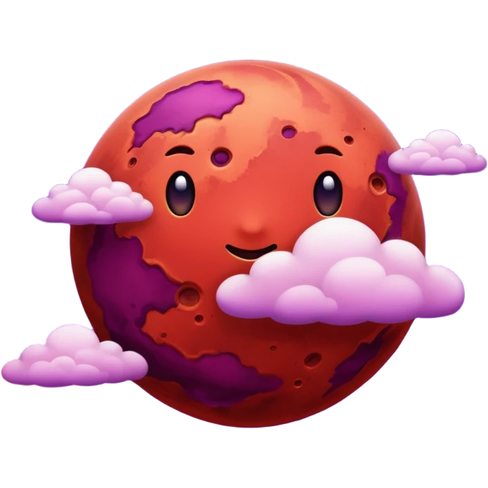 Crimson red planet with clouds and a purple star behind it emoji