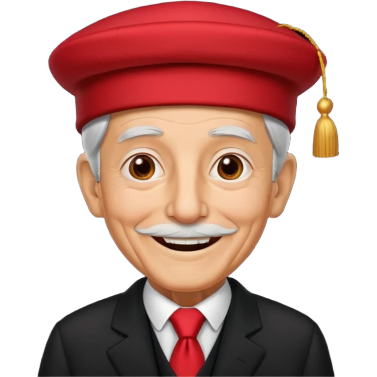 black suited old man with red fes hat emoji