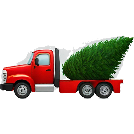 White truck hauling Christmas tree emoji