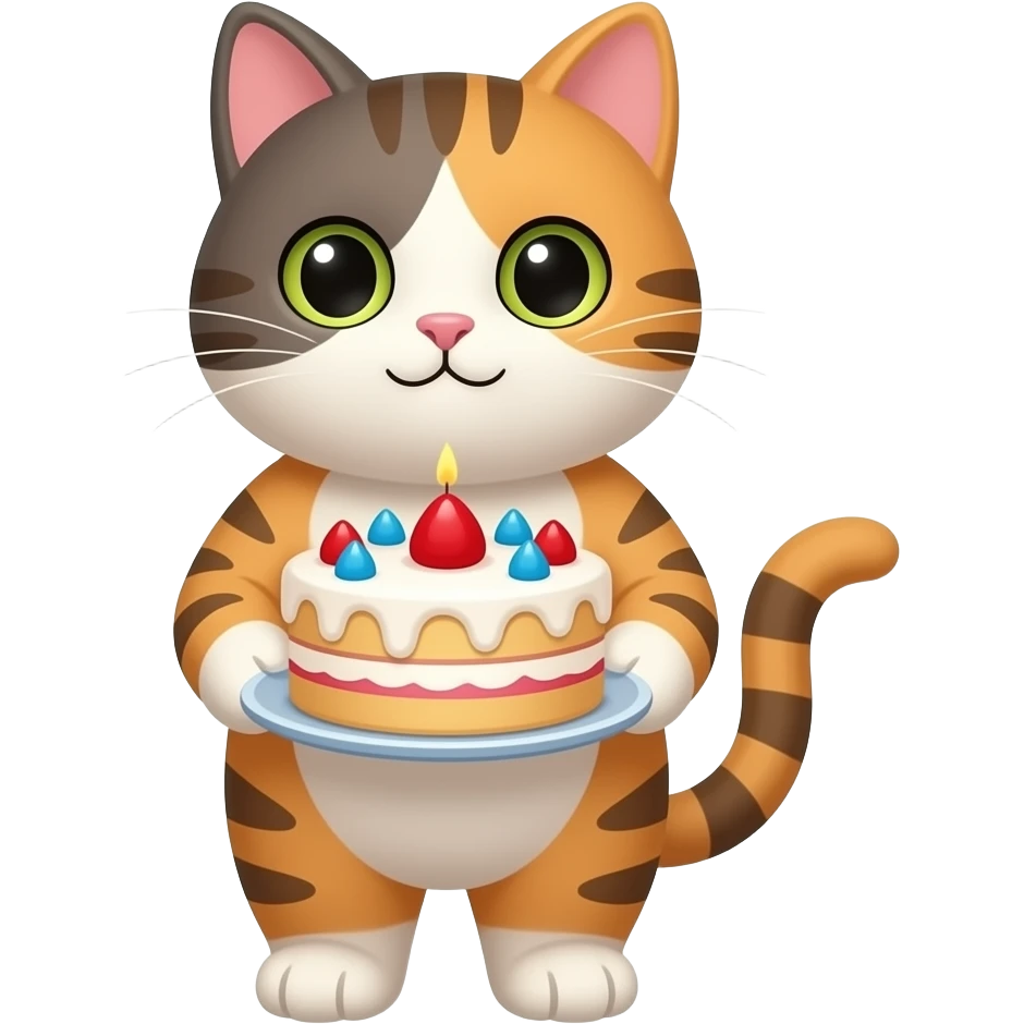 kitty holding cake emoji