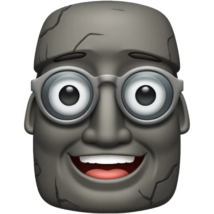 Un moai tranquilo con unos lentes y una sonrisa  emoji