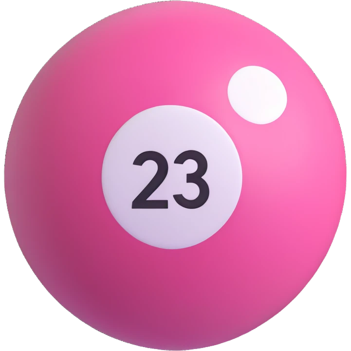 pink billiard ball with the number 23 inside a white circle emoji