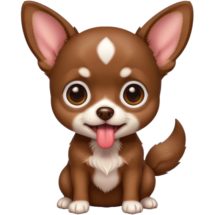 Generate an emoji of a chocolate-colored Chihuahua puppy with its tongue sticking out emoji