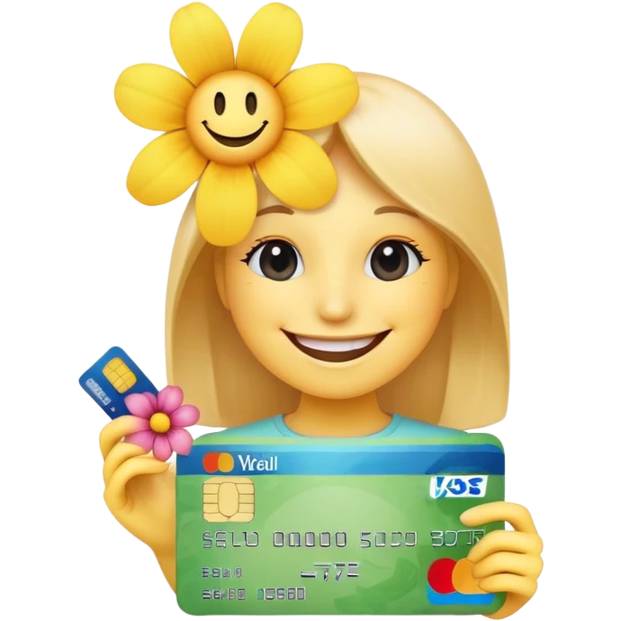 happy smiley with credit card and flower emoji