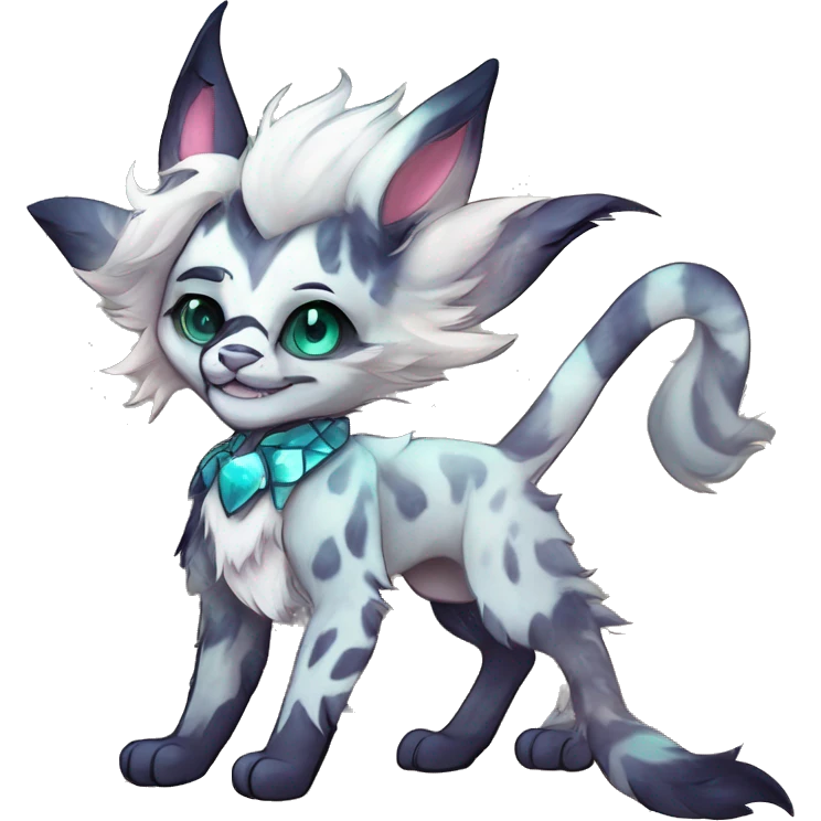 Cool cute Kawaii edgy fantasy shiny animal  fursona Fionbri vernid by griffsnuff & LiLaiRa & Falvie full body emoji