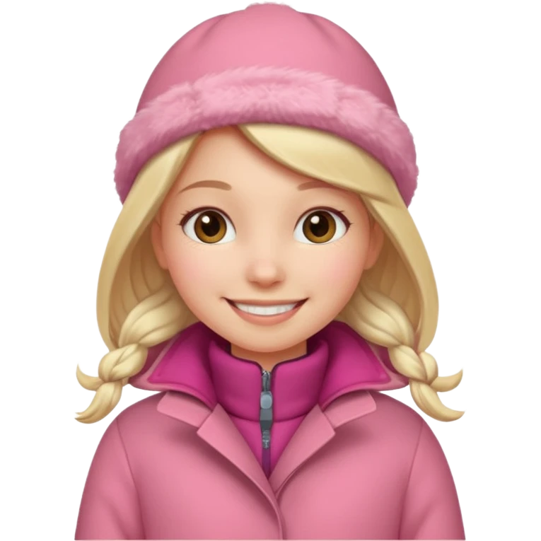Girl wearing warm pink winter coat emoji