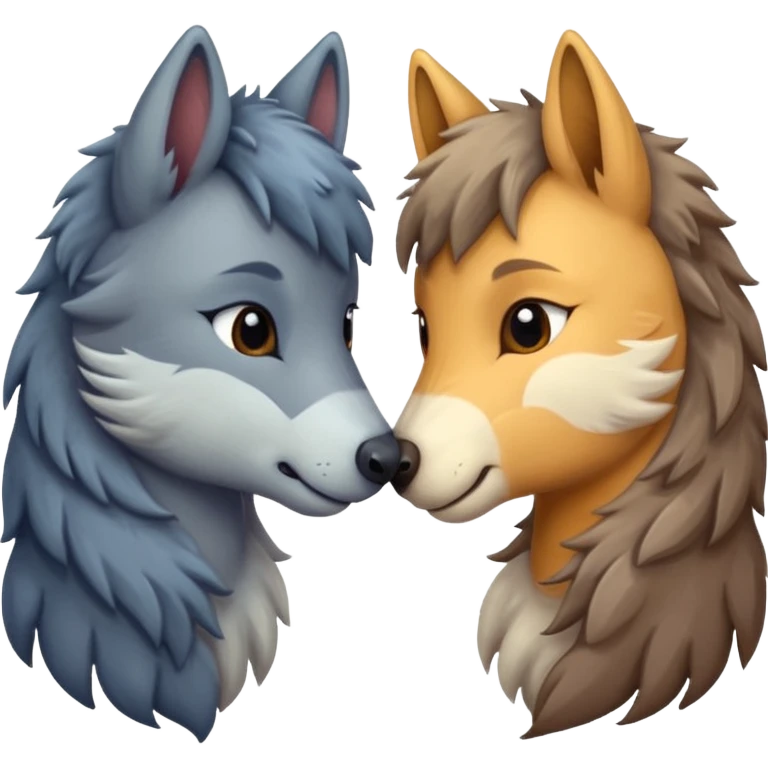 a wolf and a pony in love emoji