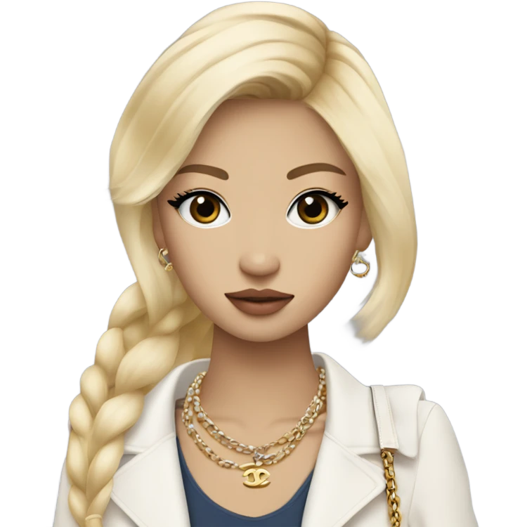 Blonde Chanel blue eyes Asian Girl with Birkin bag and Chanel necklace emoji