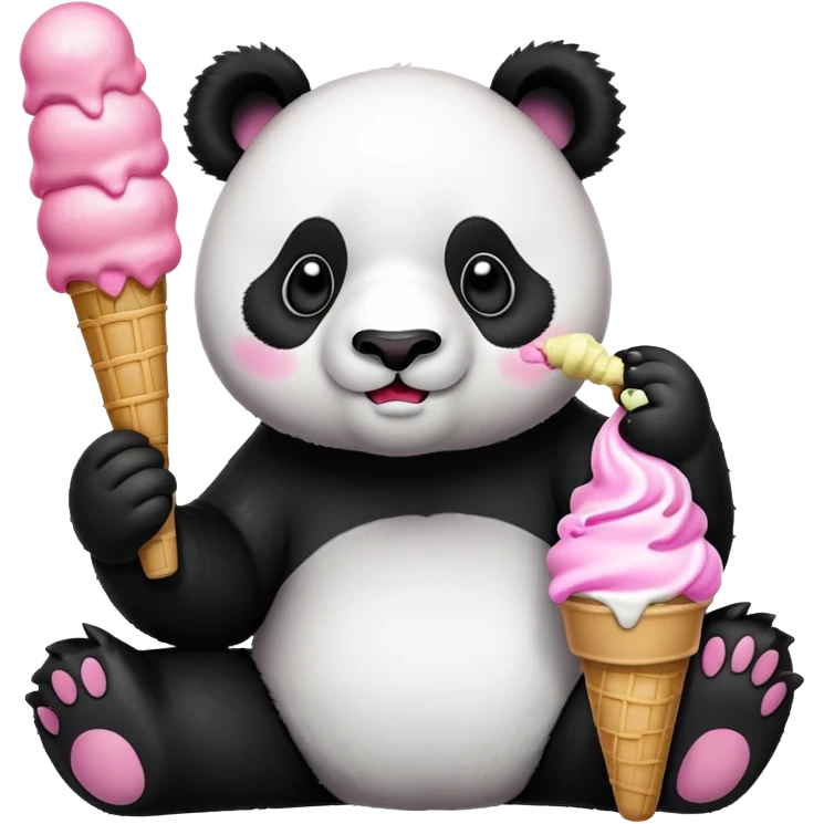 Panda eating ice cream emoji