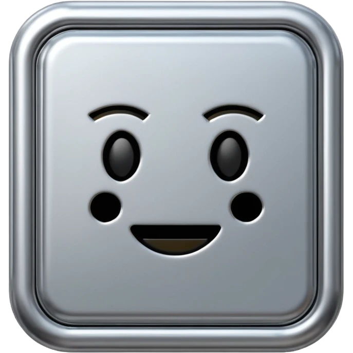 A futuristic microchip emoji made of polished silver chrome, minimal circuit details, smooth metallic surface, soft lighting, iOS emoji style, centered, clean white background emoji