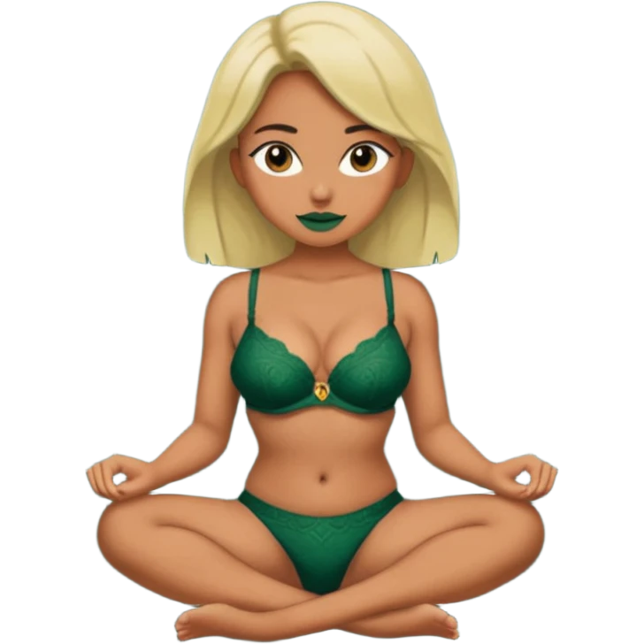 Girl with sexy bra and miny panty sitting on a kukumbar emoji