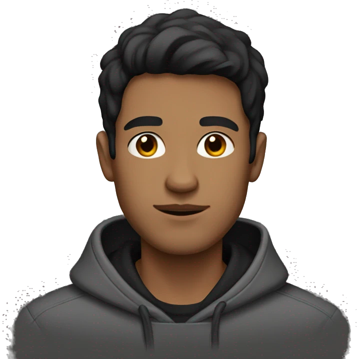 Guy with dark hair and black hoodie emoji