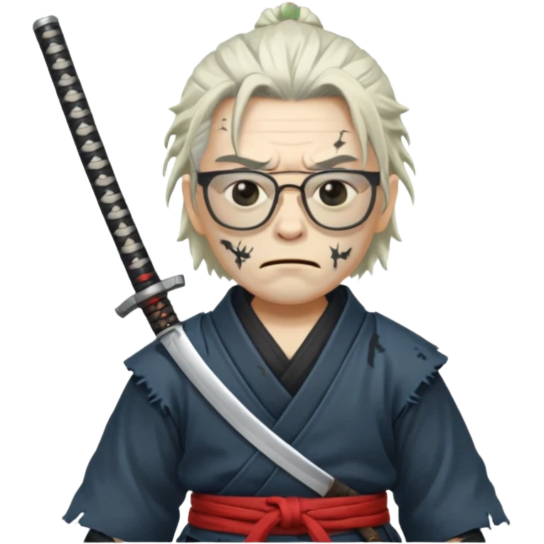 white zombie  samurai with glasses emoji