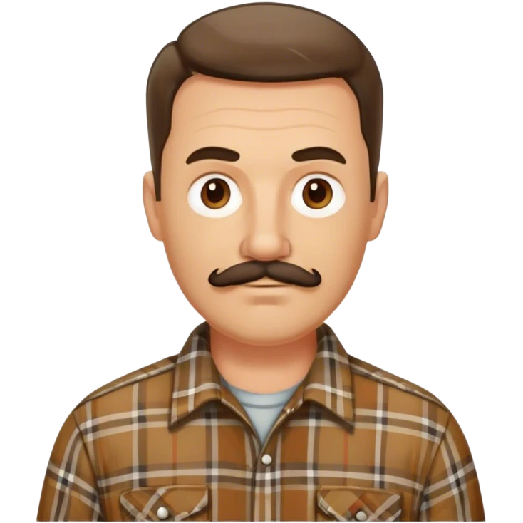 middle aged white man with dark brown mustache and goatee  standing, wearing a plaid shirt emoji