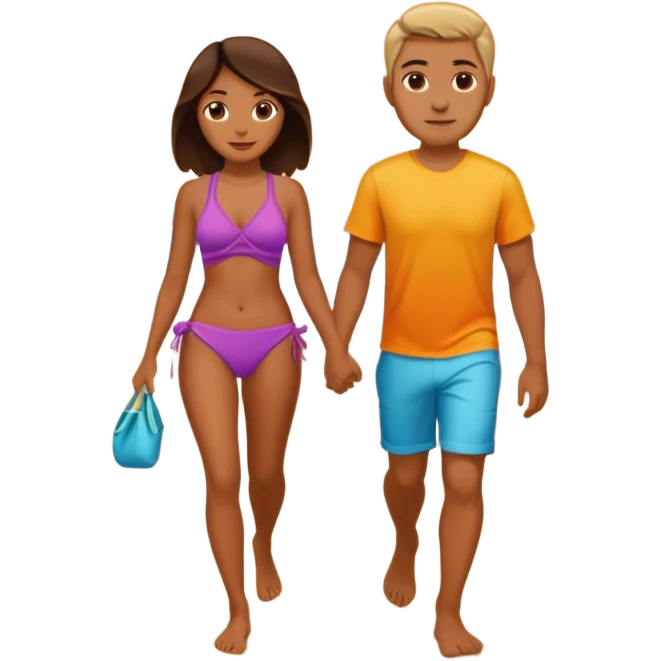 couple walking on the beach sunset in background emoji
