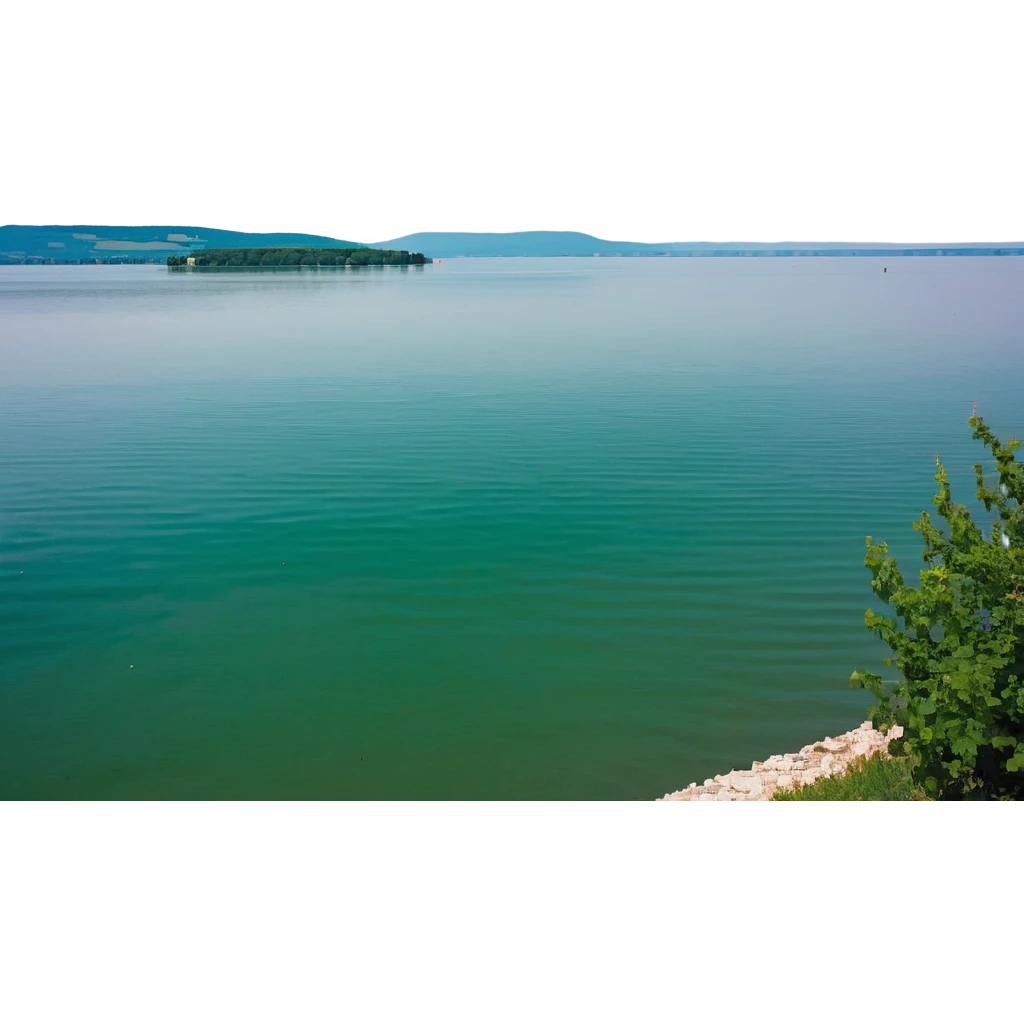 pixel art landscape of Lake Balaton emoji