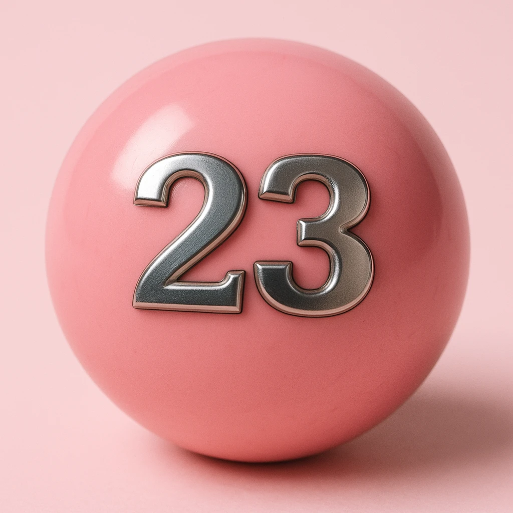 Make the number 23 metallic on the pink billiard ball emoji
