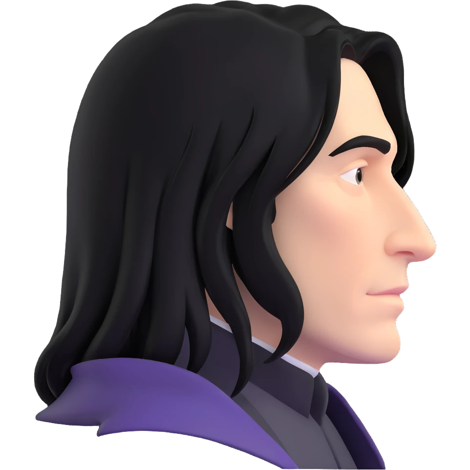 melancholy Snape side profile with long black hair emoji