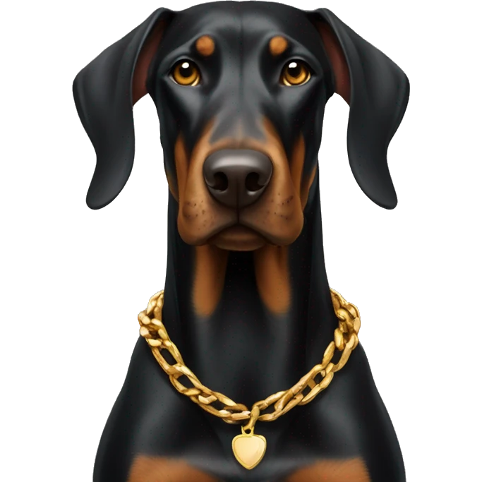 Doberman wearing a gold chain emoji