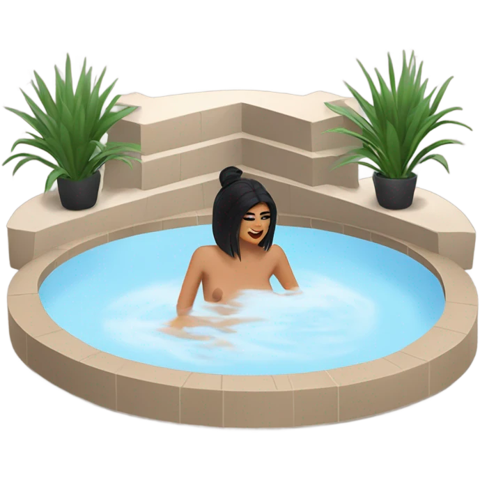 Kylie Jenner in jacuzzi zoomed out without jacuzzi emoji