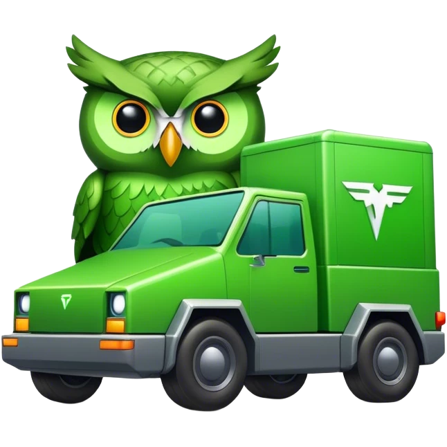 Duolingo getting ran over by a cybertruck emoji
