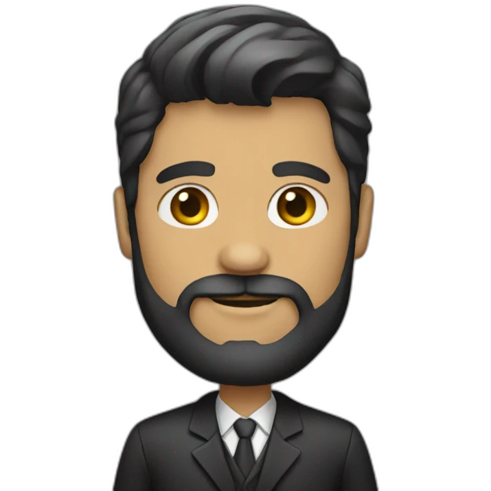 A men with beard and coatsuite emoji