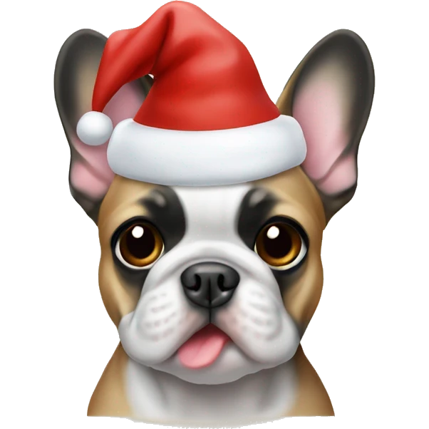 Frenchie wearing a santa hat emoji