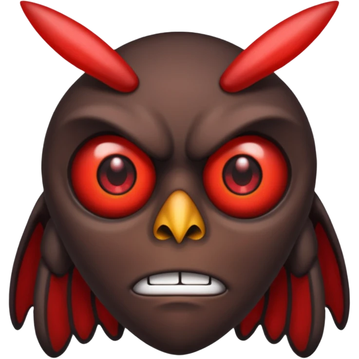 Create a scary emoji of the mothman with bright red eyes emoji
