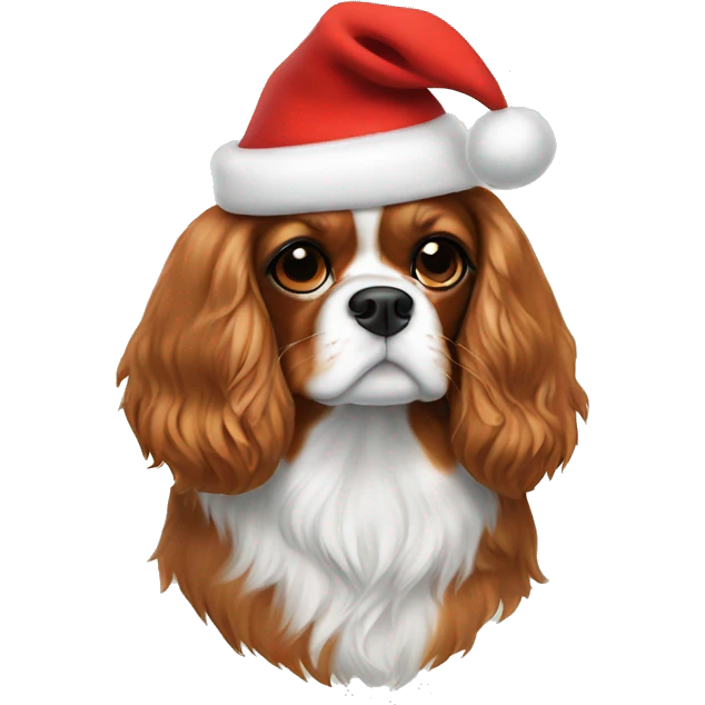 Cavalier King Charles with Santa hat emoji