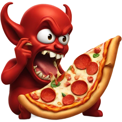 Devil eating pizza emoji