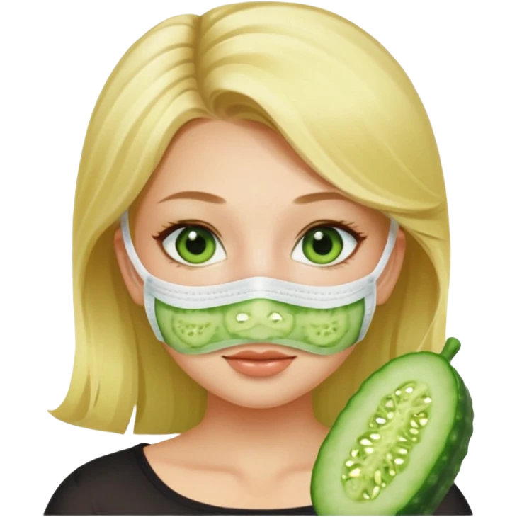 face mask cucumber girl emoji