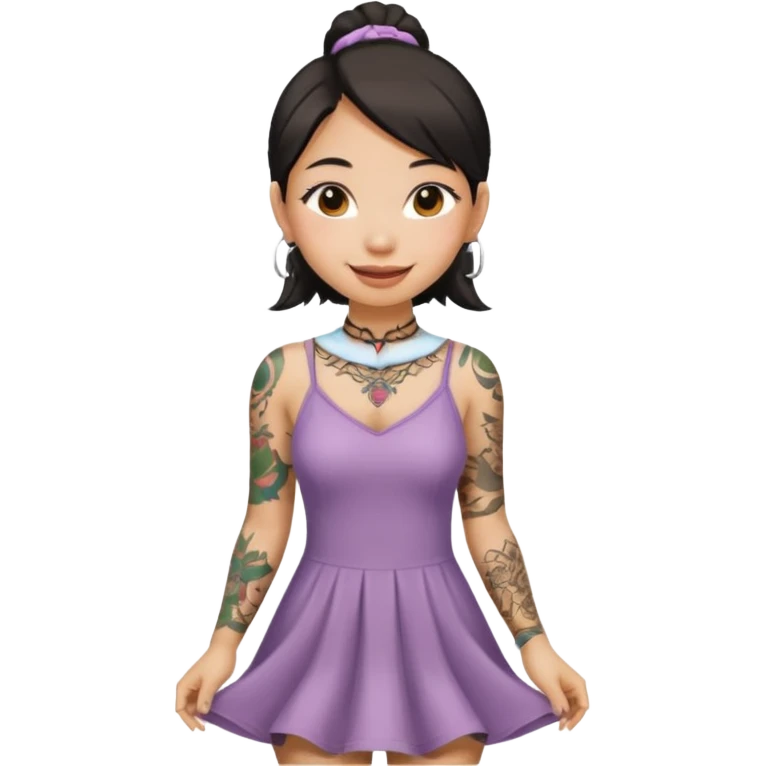 asian girl with neck tattoo and 2 string dress emoji