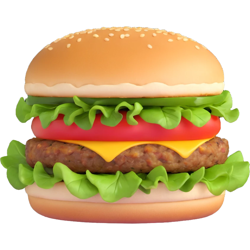 veggie burger with leafy greens and tomato emoji
