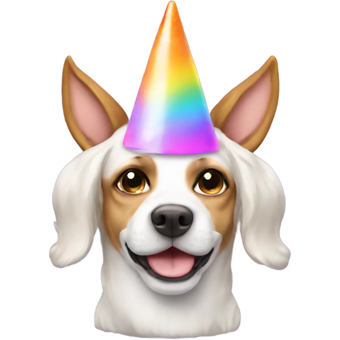 Dog wearing unicorn hat emoji