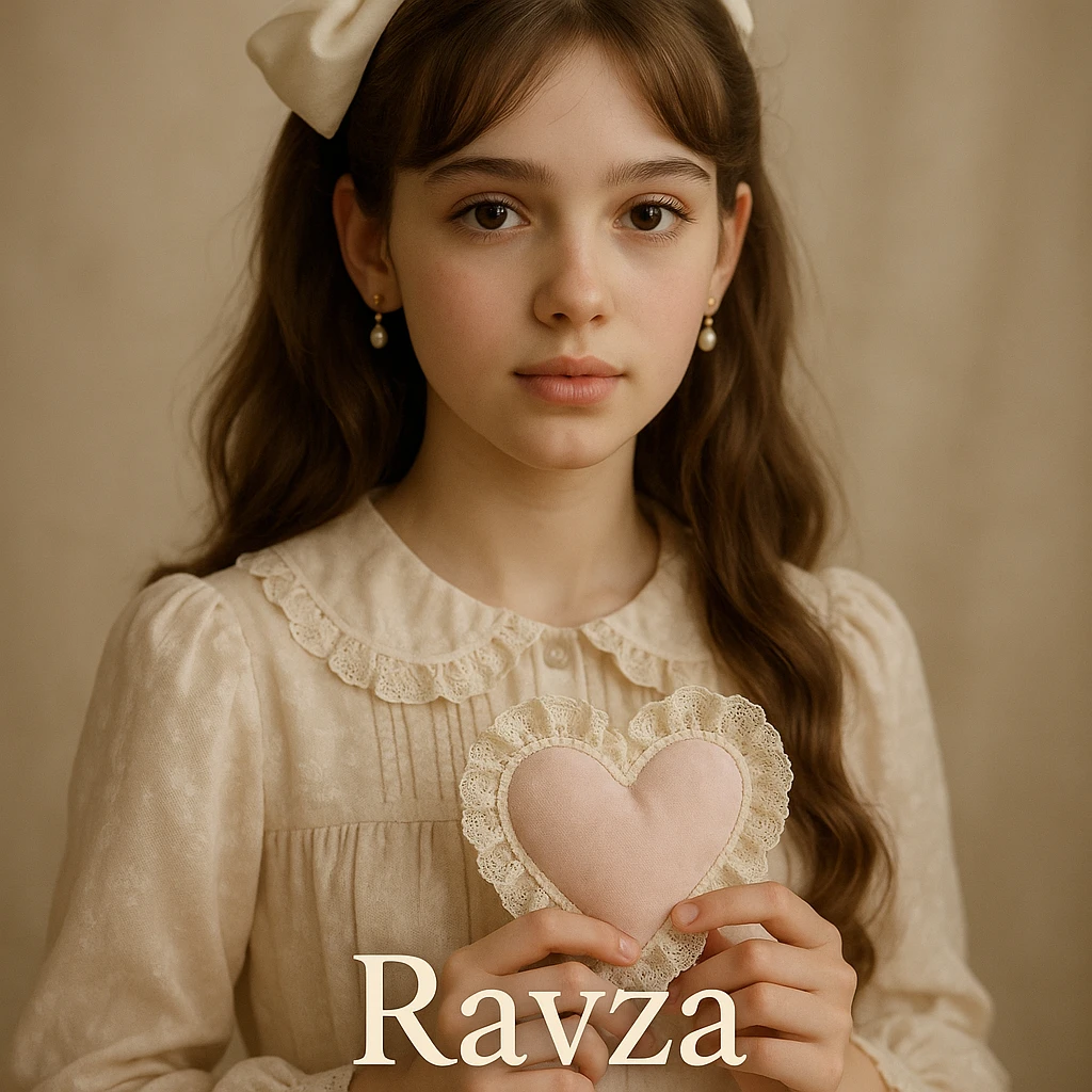 15 year old girl named Ravza, coquette style, holding a heart-shaped accessory, soft lighting, delicate details emoji