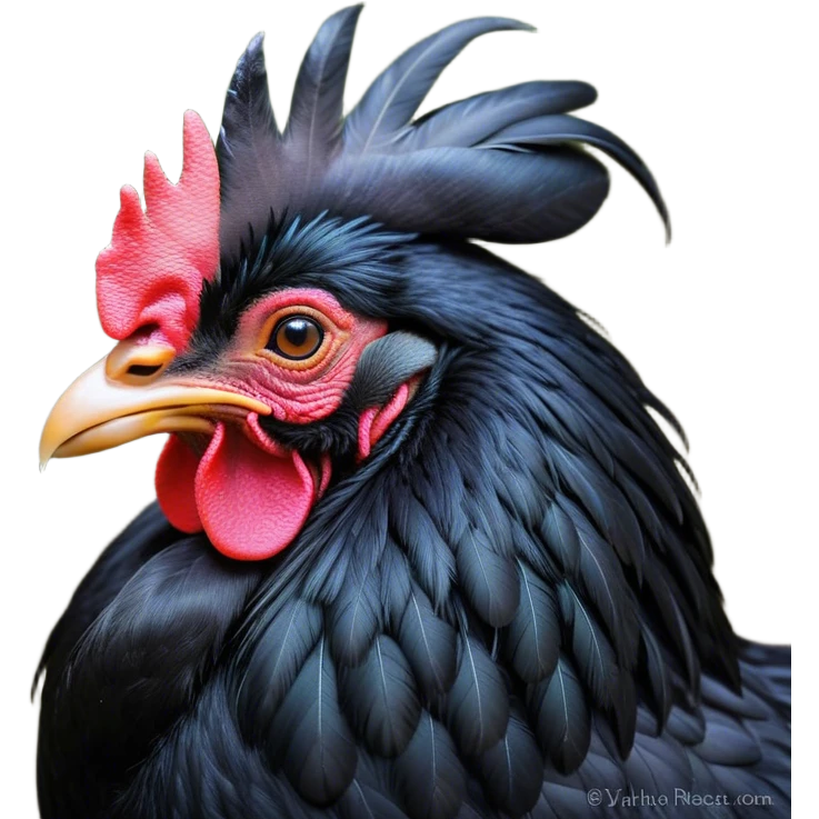 Meme-Worthy Cute Sleeping Black Rooster Portrait Emoji, Head resting peacefully with a contented smile, showcasing a robust build and a luxuriously soft pure black plumage, eyes shut in a serene, restful nap, Simplified yet hilariously adorable features, highly detailed, glowing with a soft, drowsy light, high shine, relaxed and utterly lovable, stylized with an air of playful laziness, bright and heartwarming, soft glowing outline, capturing the essence of a comically sleepy rooster, so meme-worthy it feels like it could instantly become the next viral sensation of adorable slumber! emoji