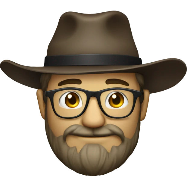 Drunk dude with hat, beard, and glasses emoji