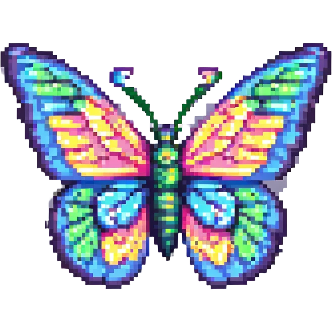 colorful butterfly with glimmers pixel art emoji