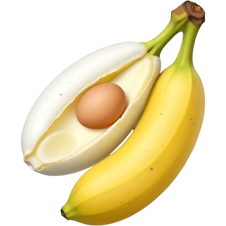 A banana standing between two eggs emoji
