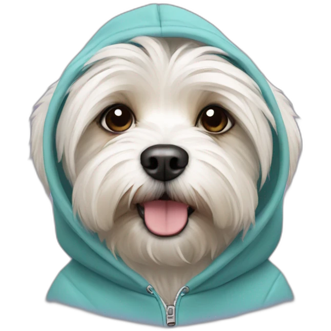 Havanese wearing a hoodie emoji