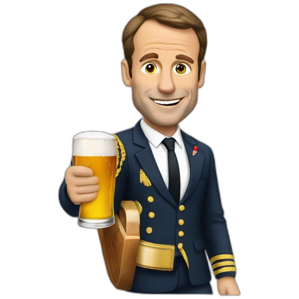 Macron avec une biere emoji