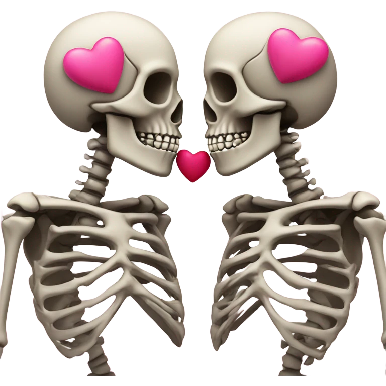 Skeleton kissing another skeleton with pink hearts  emoji