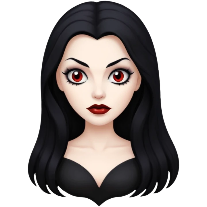 Vampira branca de cabelos pretos e longos emoji